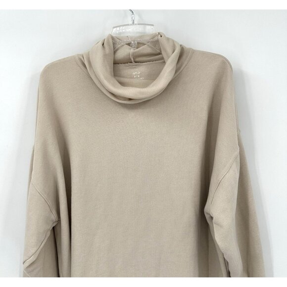 NEW AERIE turtleneck sweater pullover long sleeve sweatshirt beige oversized M - Picture 2 of 8
